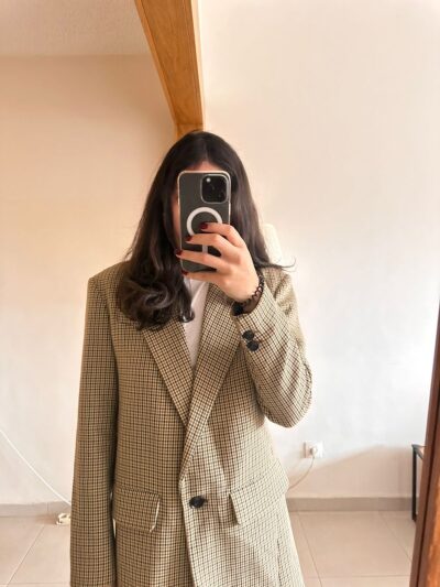 Manteau à carreaux Zara;
