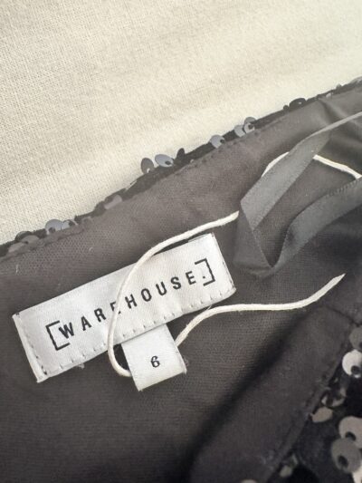 Jupe Midi Coupe Droite à Paillettes Noire