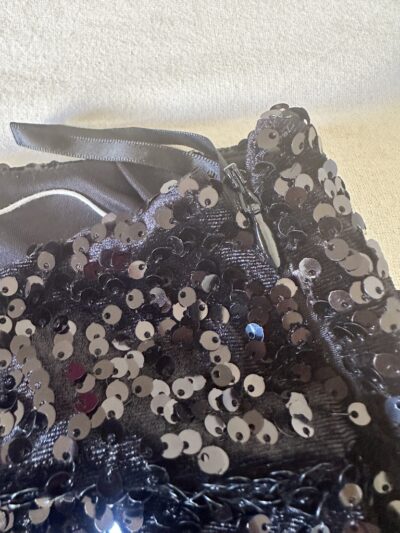 Jupe Midi Coupe Droite à Paillettes Noire